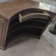 Walnut quarter-circle bar counter dating from the 50s/60s