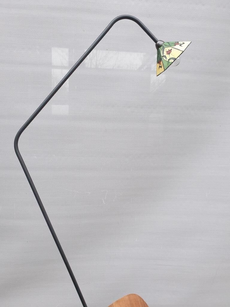 Lampadaire tripode china girl ombrelle verre cloisonné