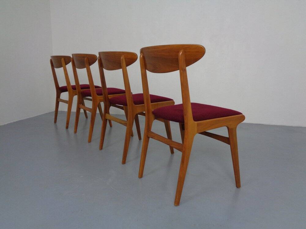 Mid-Century Walnut Dining Chairs, 1960s, Set of 4