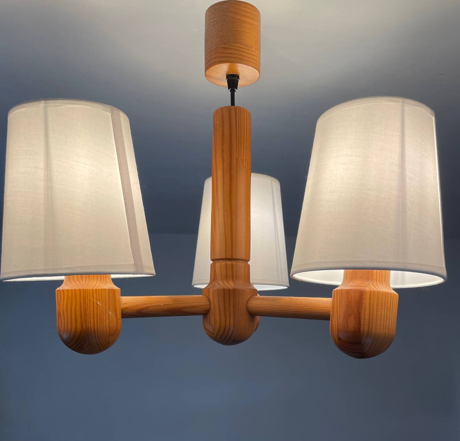 70’s Scandinavian pine wood chandelier