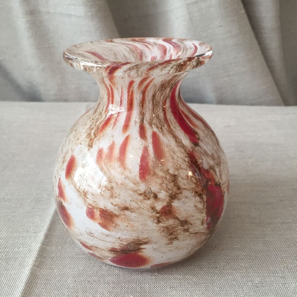 Vase made of glass paste of red beige and brown color