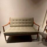 Two-seater sofa and pair of Peter HVIDT armchairs