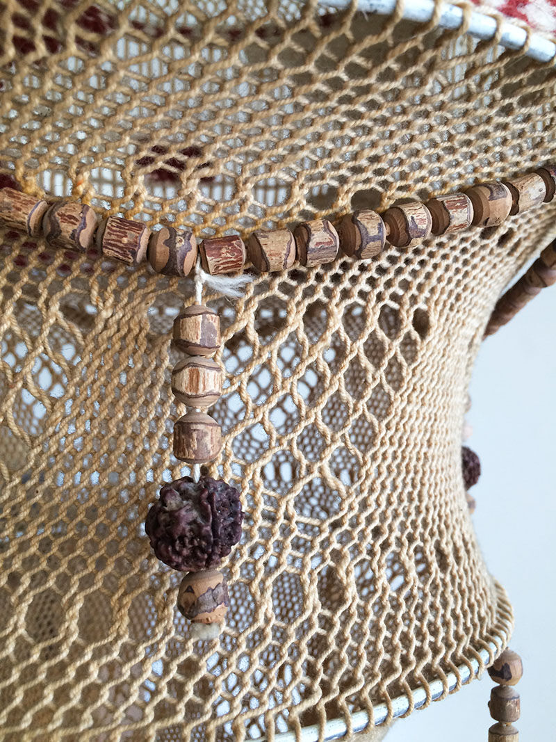 Hanging in macramé and vintage wool, 70s