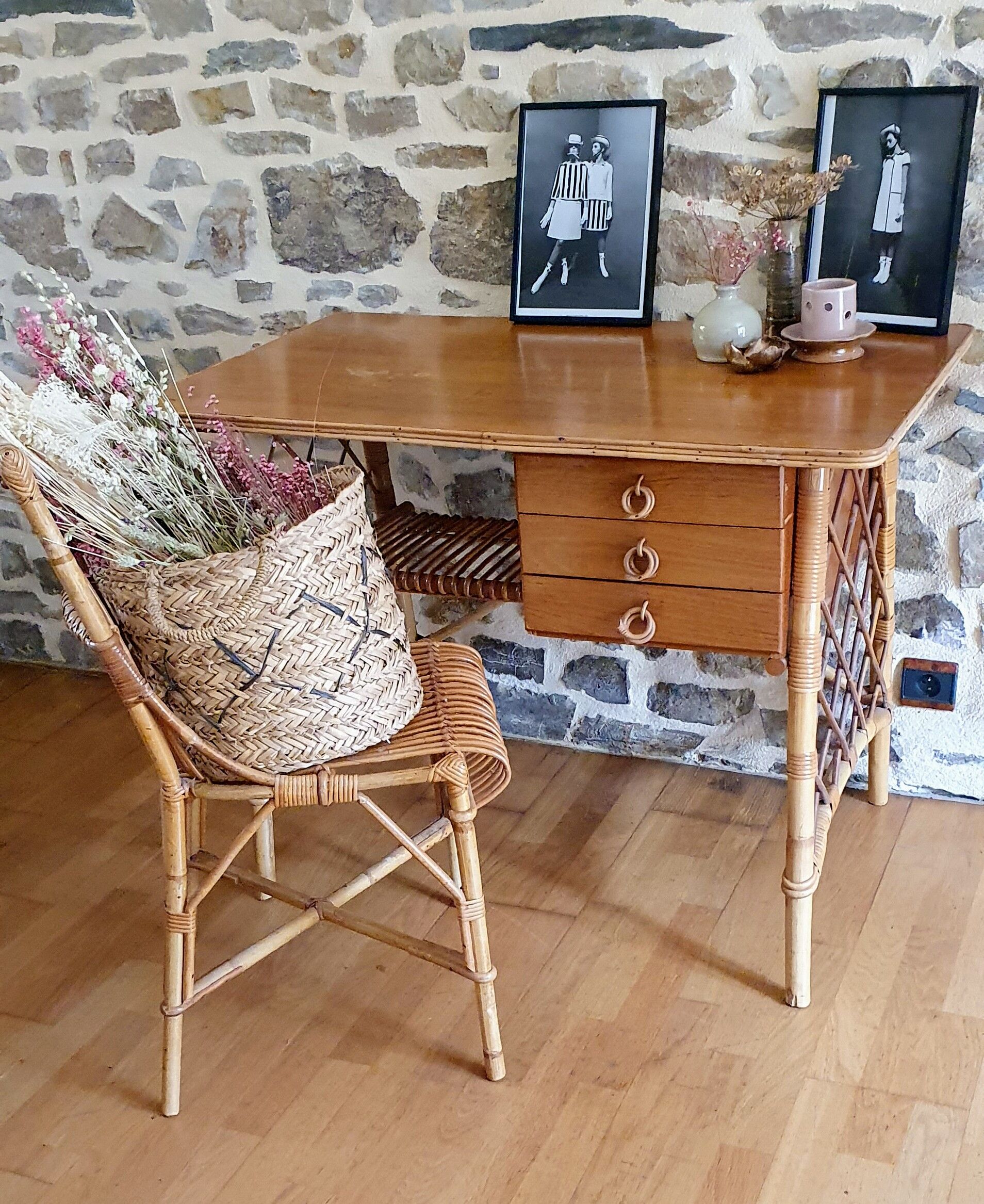 Rattan desk