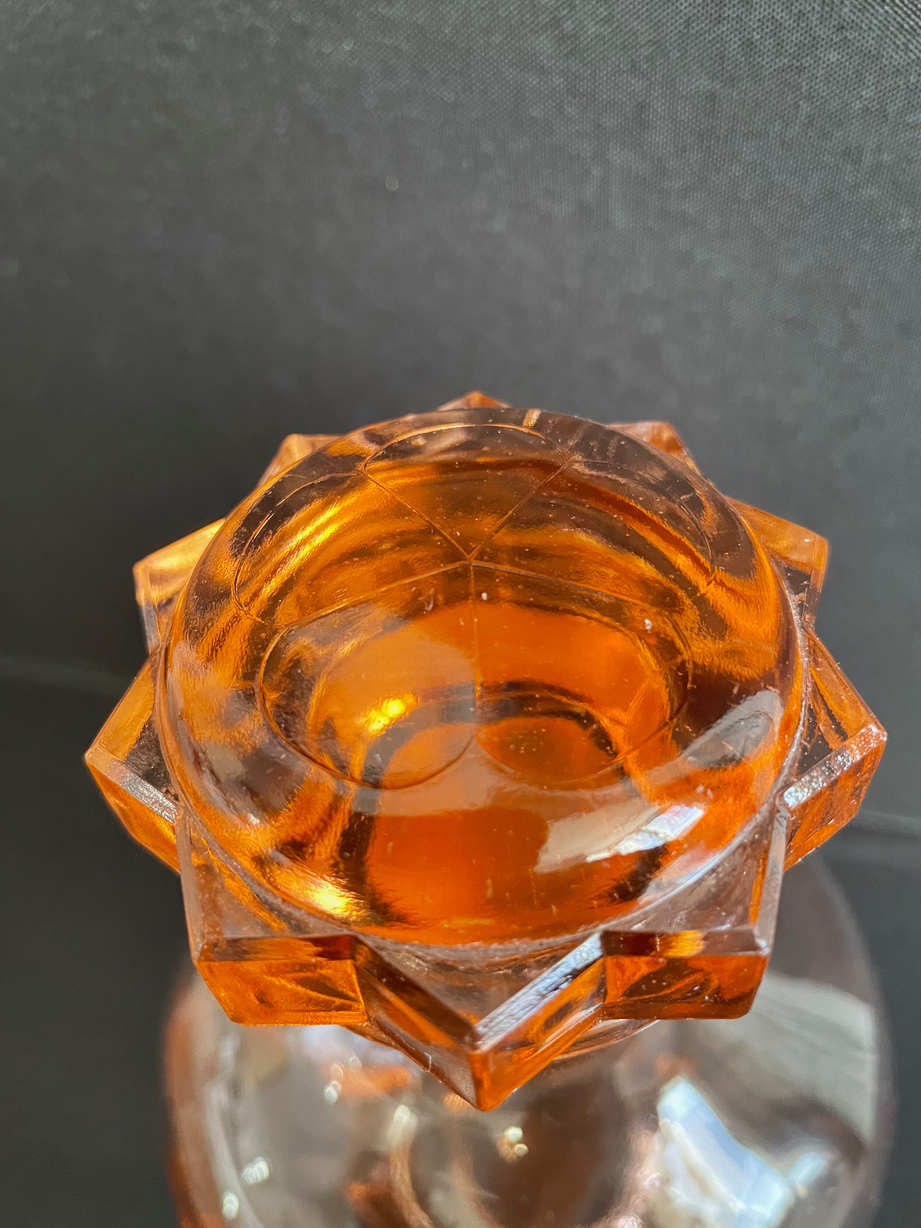 Liquor service in pink moulded glass