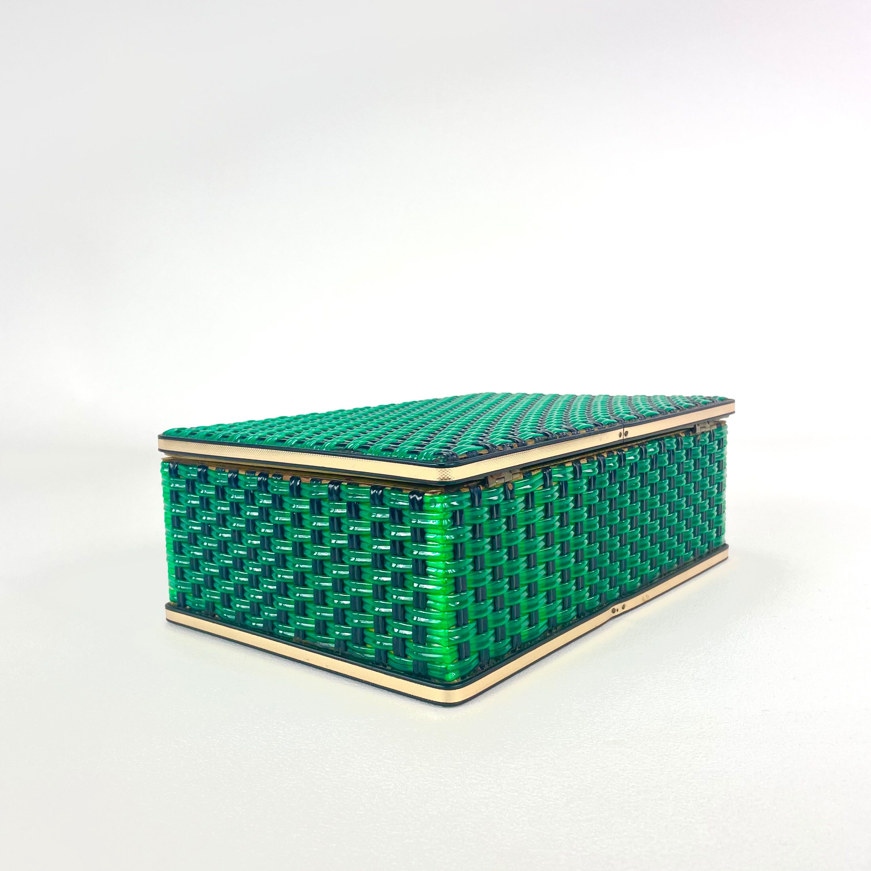 Jewelry box in scoubidou, upholstered interior, circa 1960