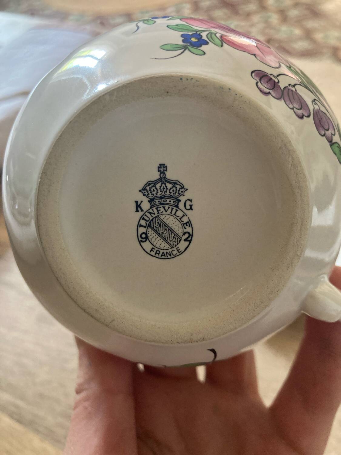 Two luneville cups with saucer