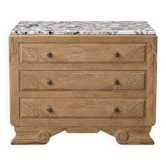 Commode Art Déco en chêne et marbre