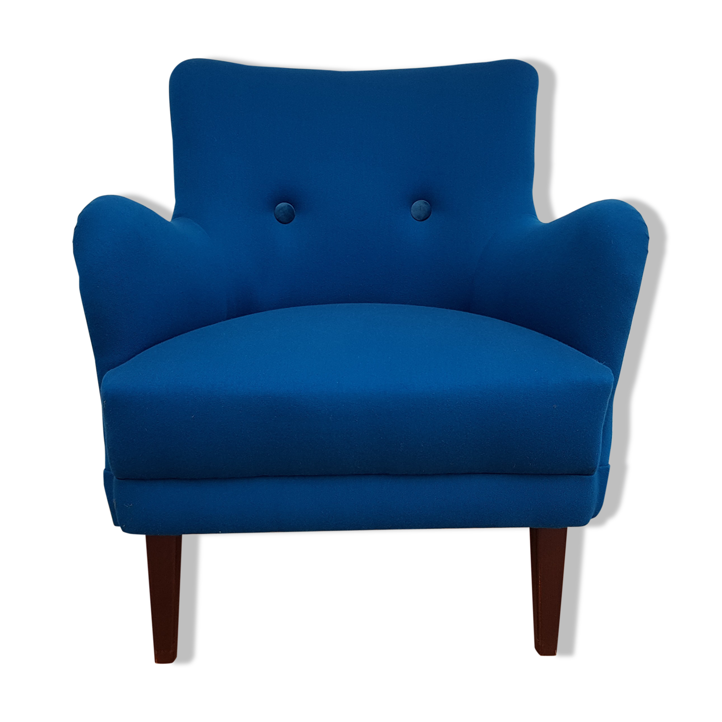 Danish designed armchair, wool, beech, completely renovated