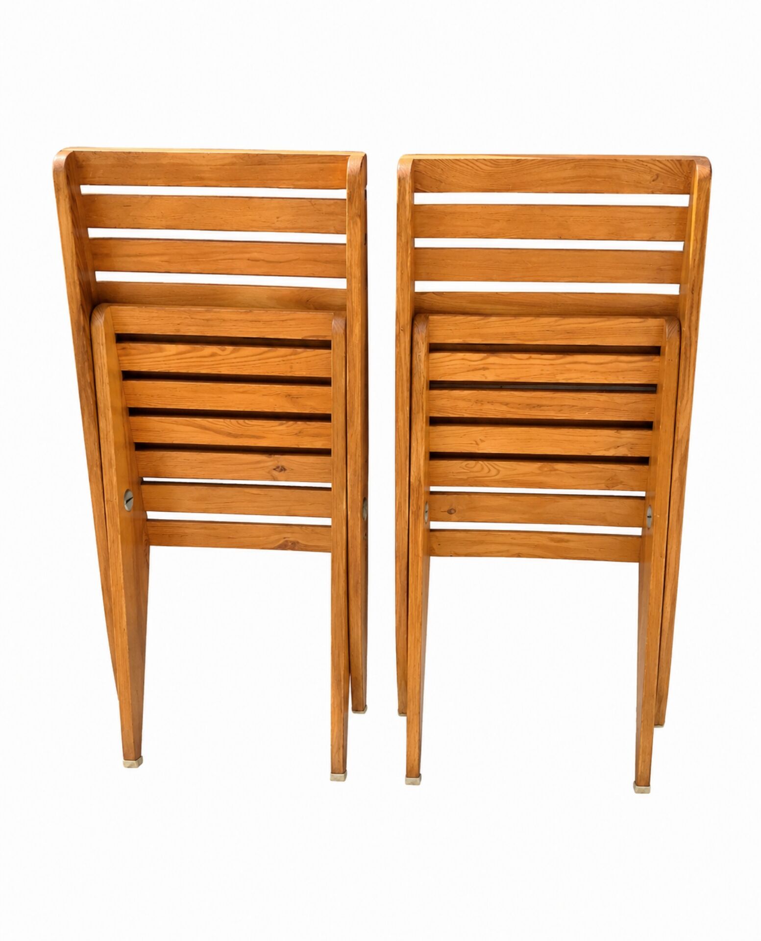Set of 2 folding garden scissors chairs, in vintage design wood.