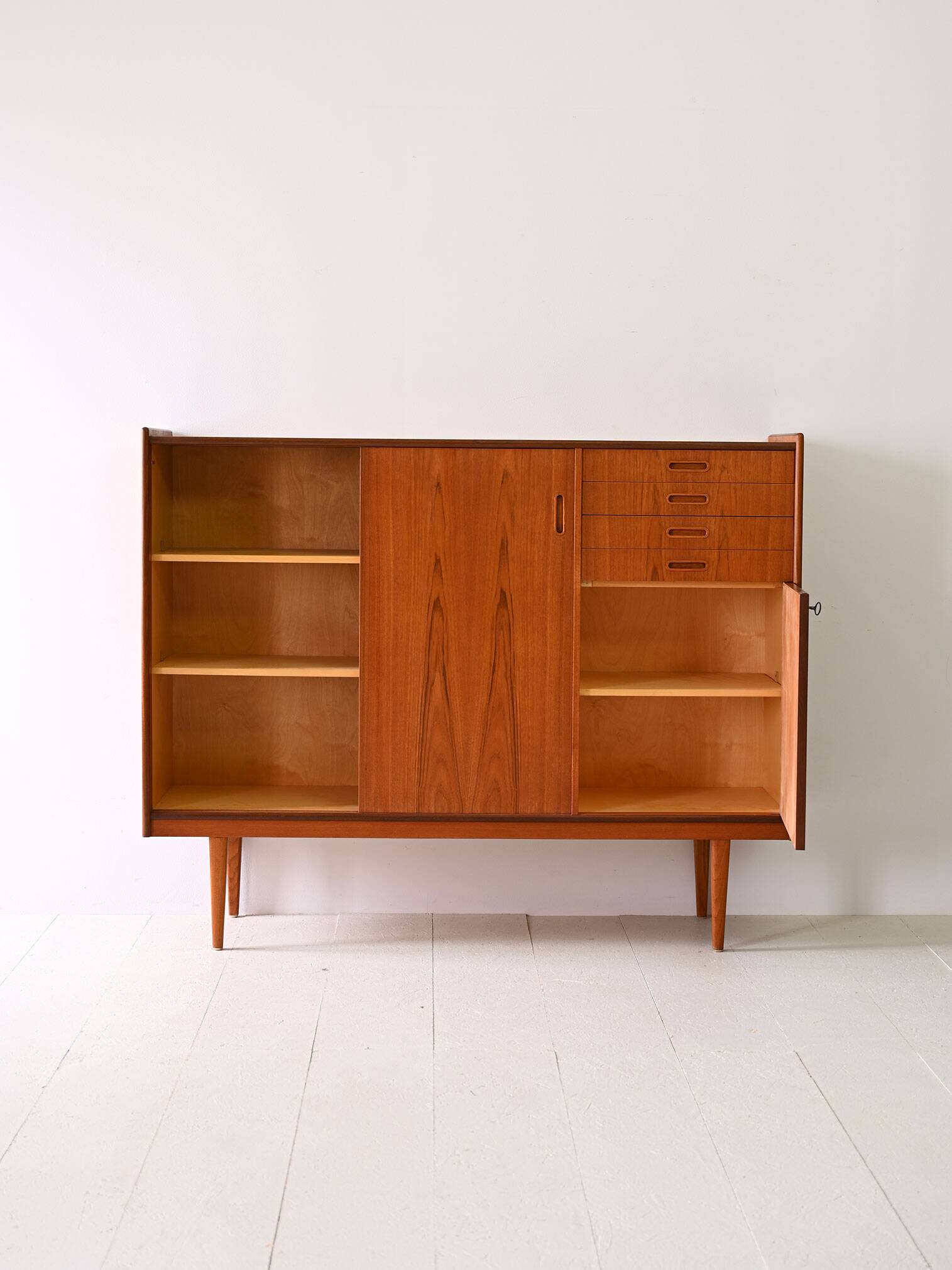 Vintage teak wood highboard