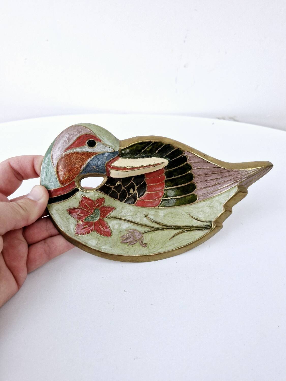 Pocket tray art deco ashtray enameled brass