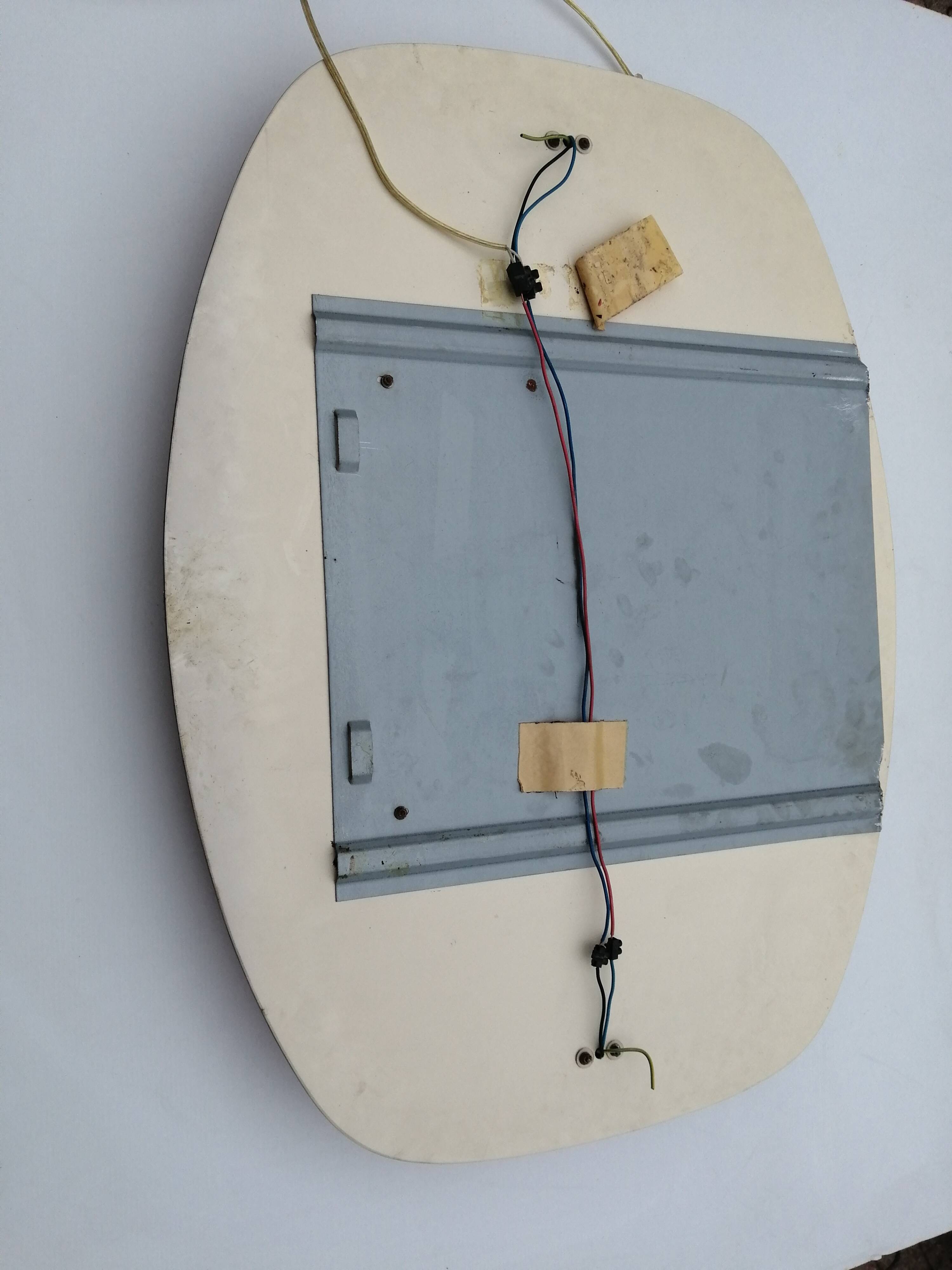 Designer mirror with its Italian pink glass sconces Veca vintage 1970.