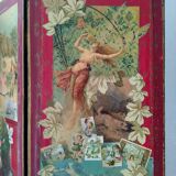 English Victorian 3-panel screen with varnished chromos