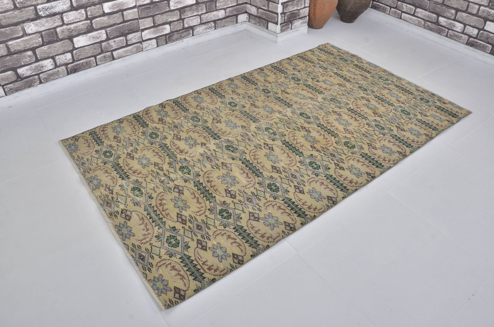 Tapis de sol vintage géométrique Oushak sku 1563