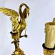 Pair of candelabra with a crane in gilded bronze, bamboo model.