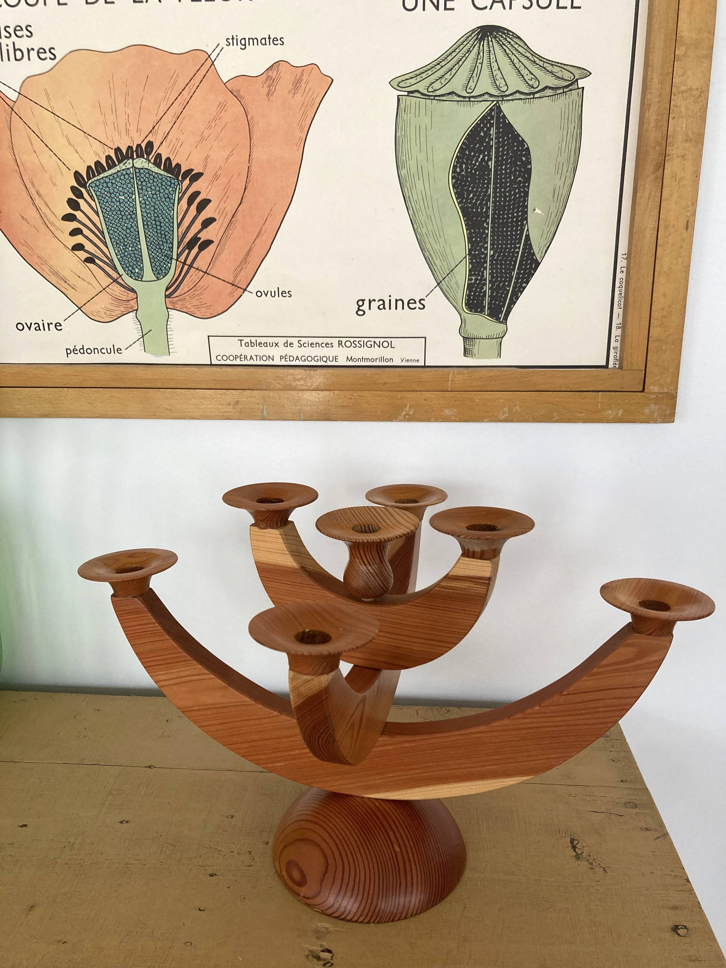 Large Swedish folding candle holder solid wood
