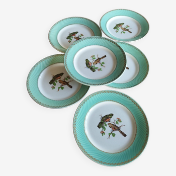6 Fenal Badonviller “Birds” dinner plates vintage 1950s