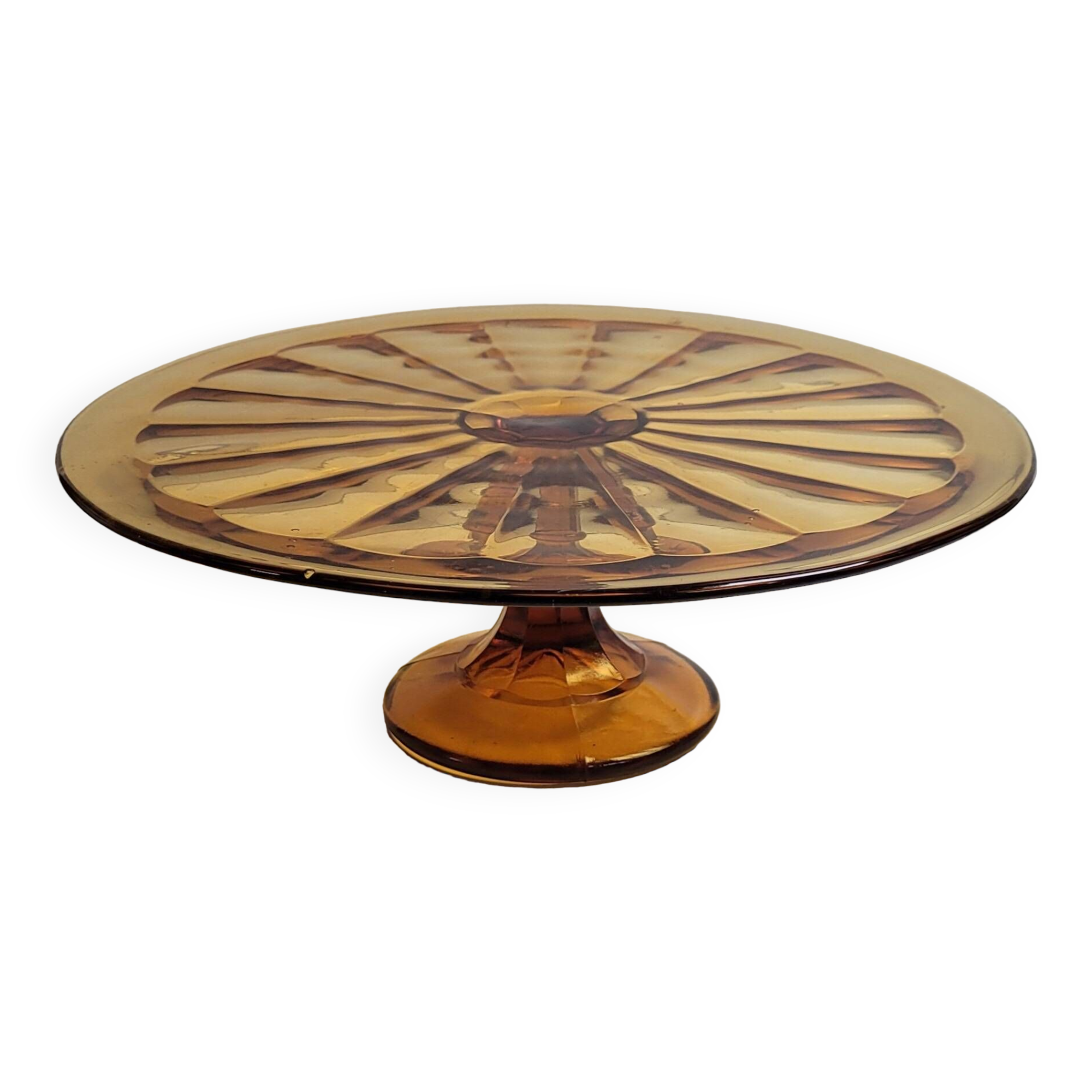 Brown molded glass tart cake dish