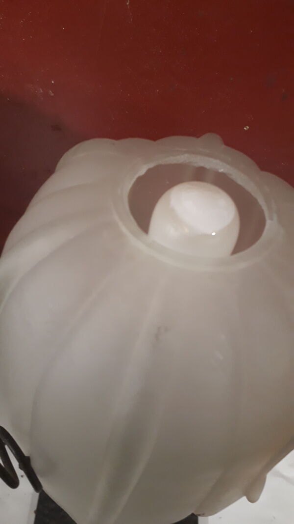 Lampe art nouveau art déco fer forgé pâte de verre Degué Era