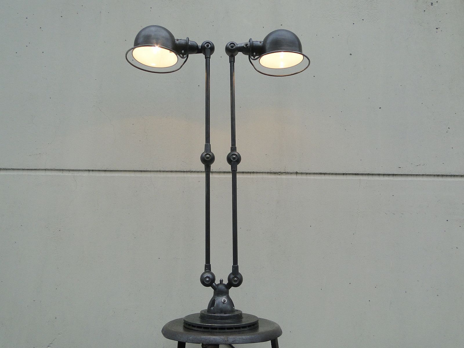 Vintage Jielde Floor Lamp Double Graphite Industrial 4 arms by Jean Louis Domecq France 1960