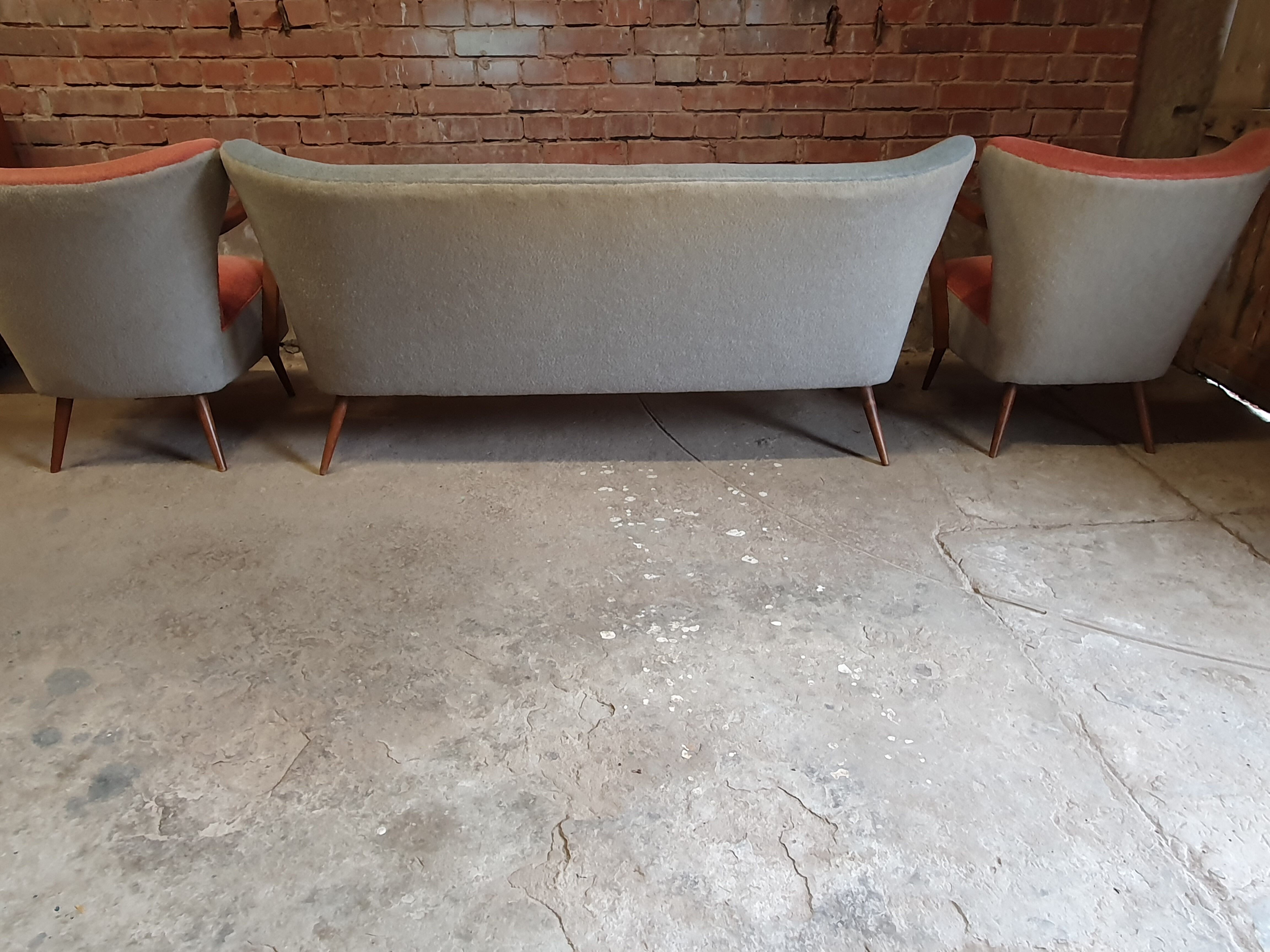 Cocktail set pair of armchair and its sofa 1960