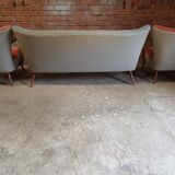 Cocktail set pair of armchair and its sofa 1960