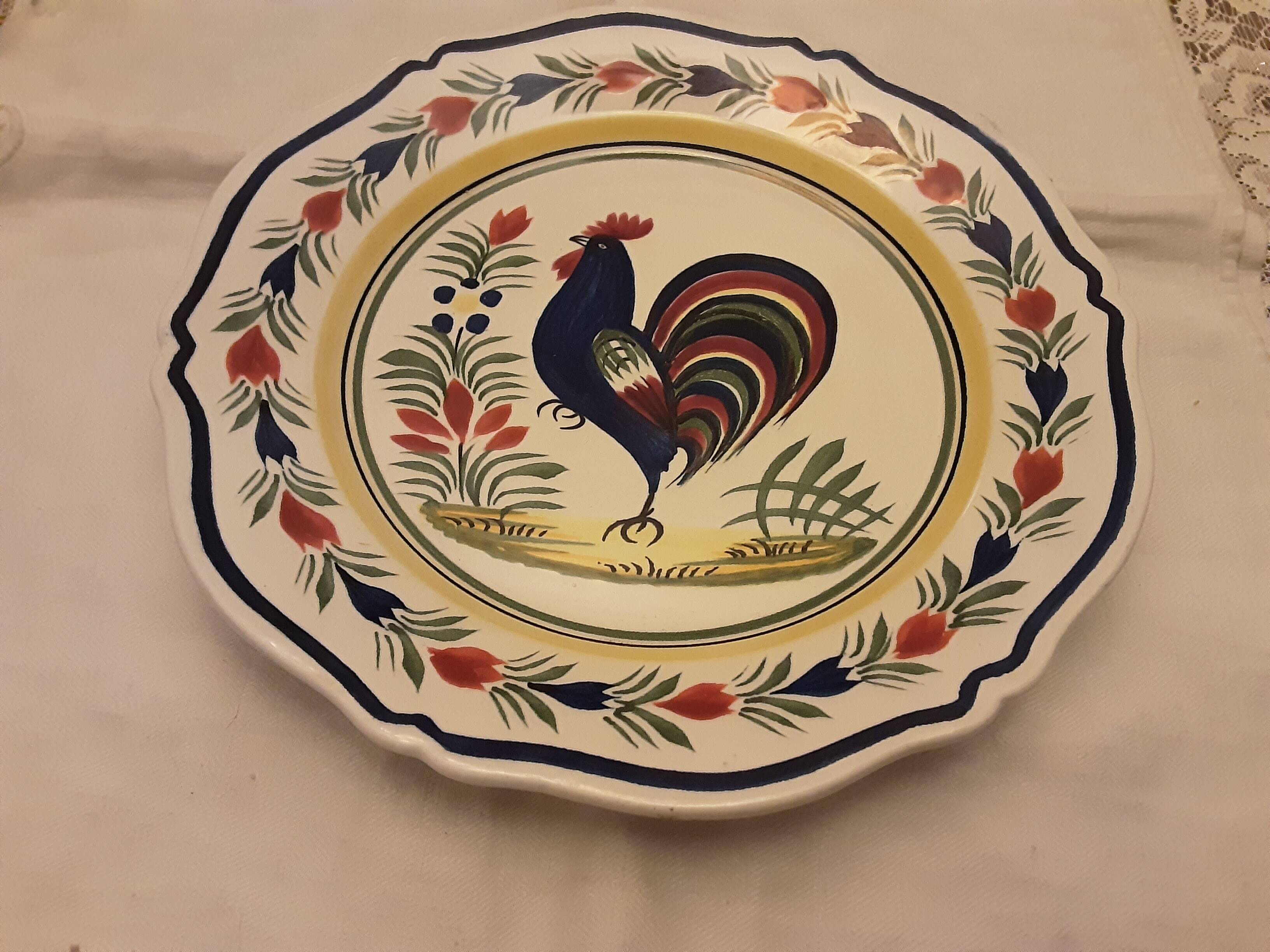 Plate faience henriot quimper model oq blue