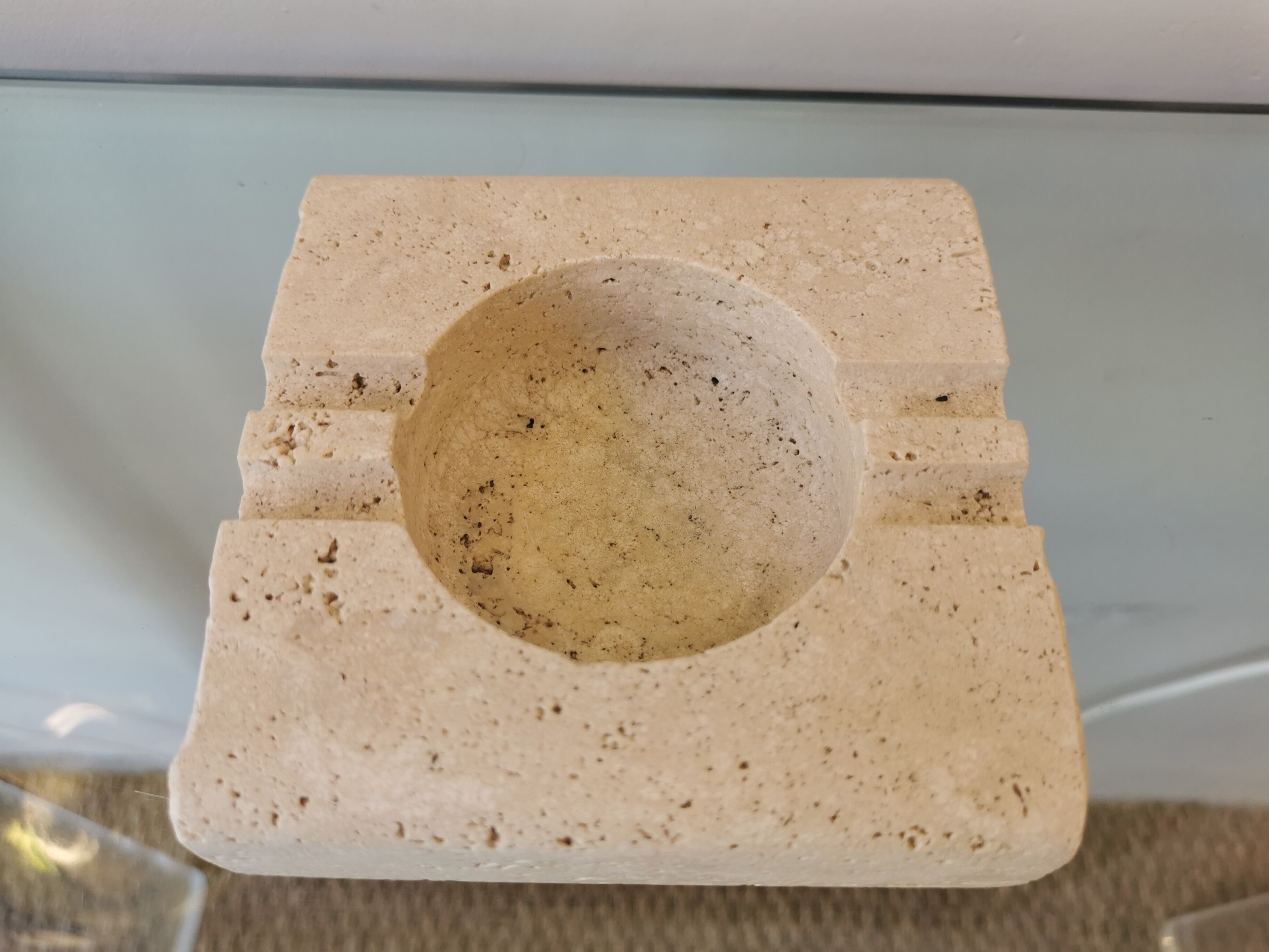 Large vintage travertine ashtray by Fratelli Mannelli 1970