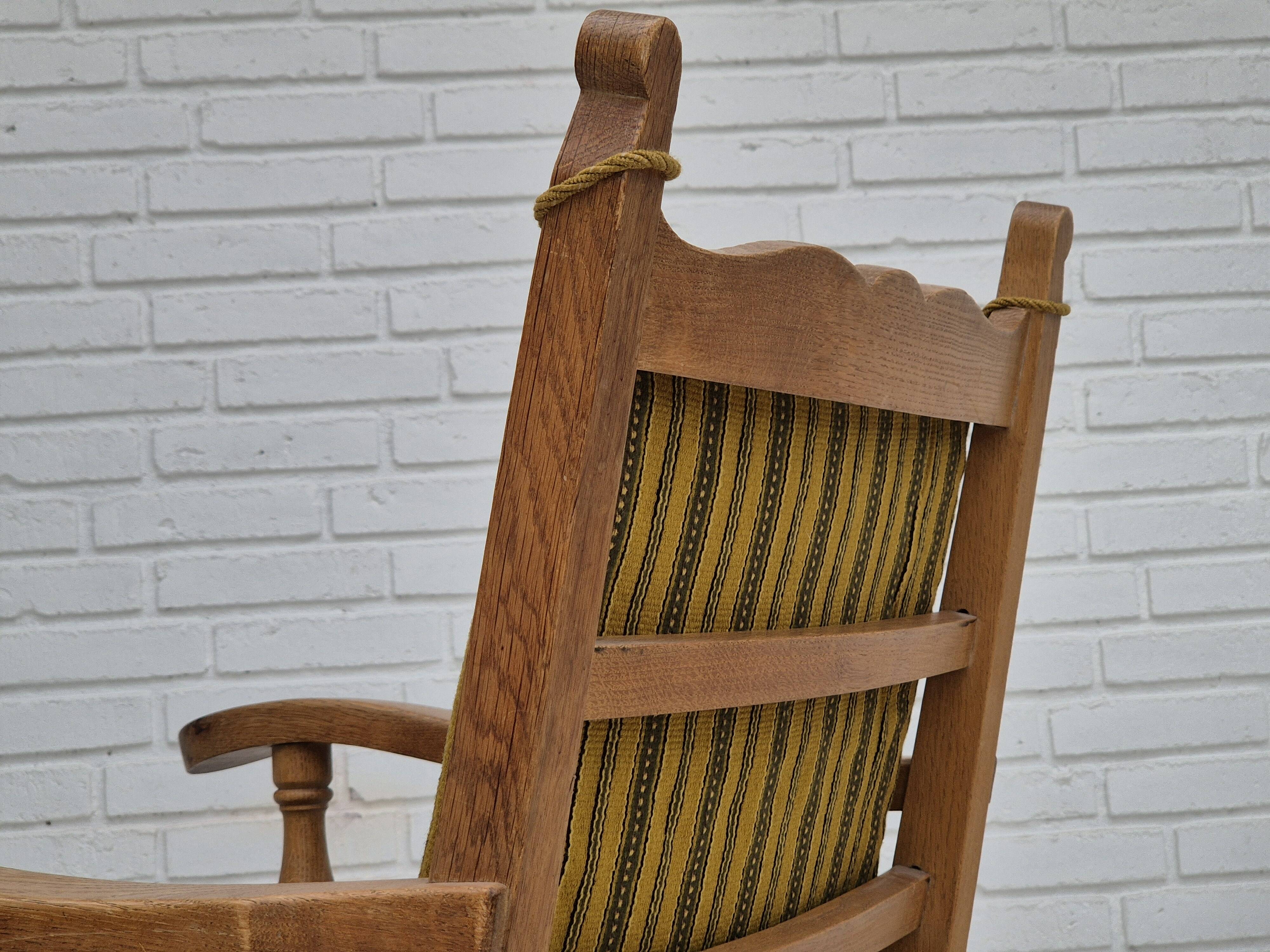 1960s, Danish lounge chair, original very good condition, furniture wool, solid oak wood.