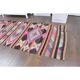 Vintage Turkish Oushak Handmade Wool Cotton Pink Kilim Runner  81x327