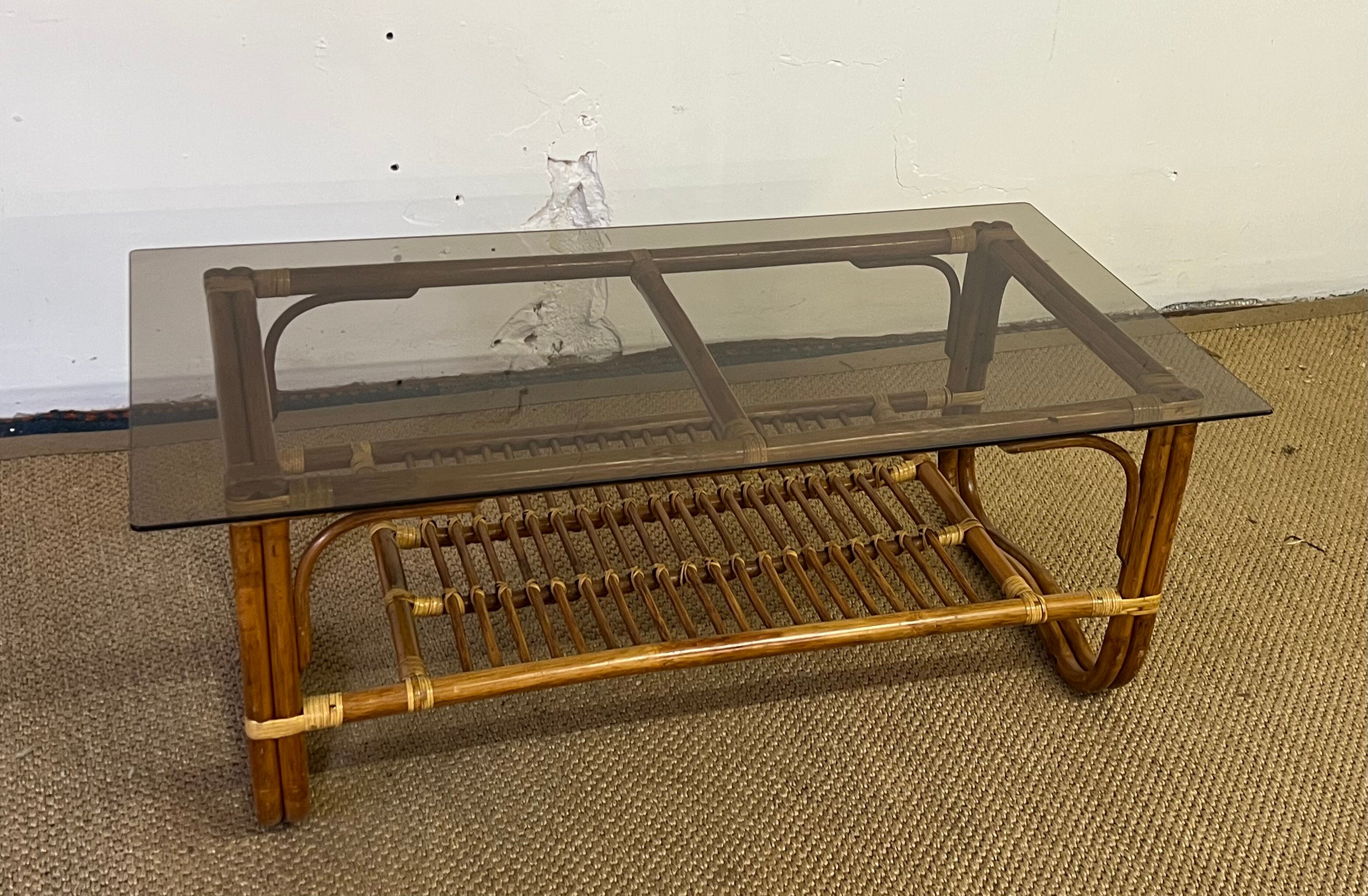 Bamboo and rattan coffee table