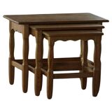 Nesting tables in oak, made by a Danish cabinetmaker, mid-century modern, 1960s.