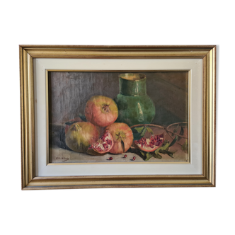 Still life with pomegranates oil late xix°