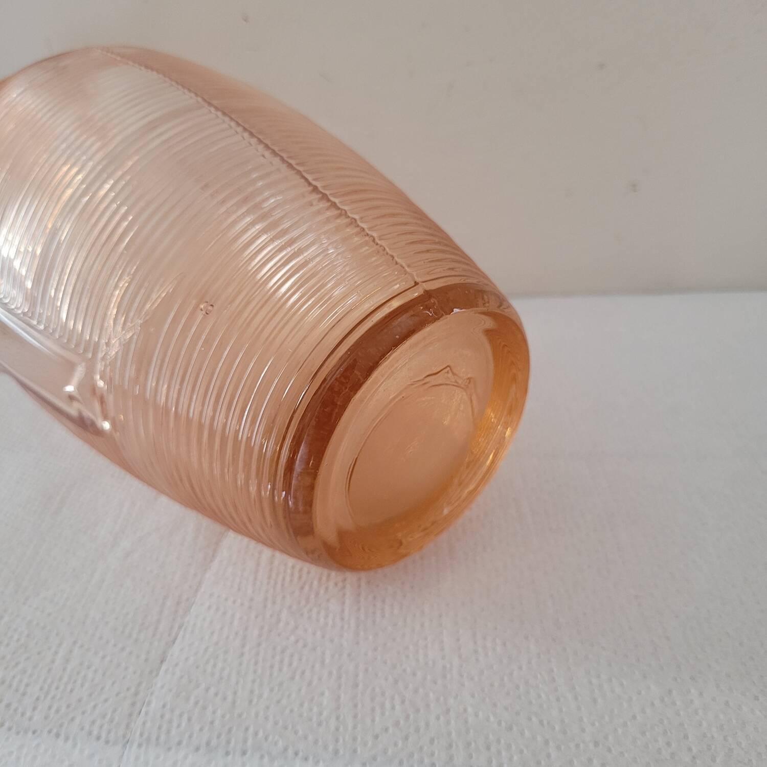Art Deco pink molded glass vase