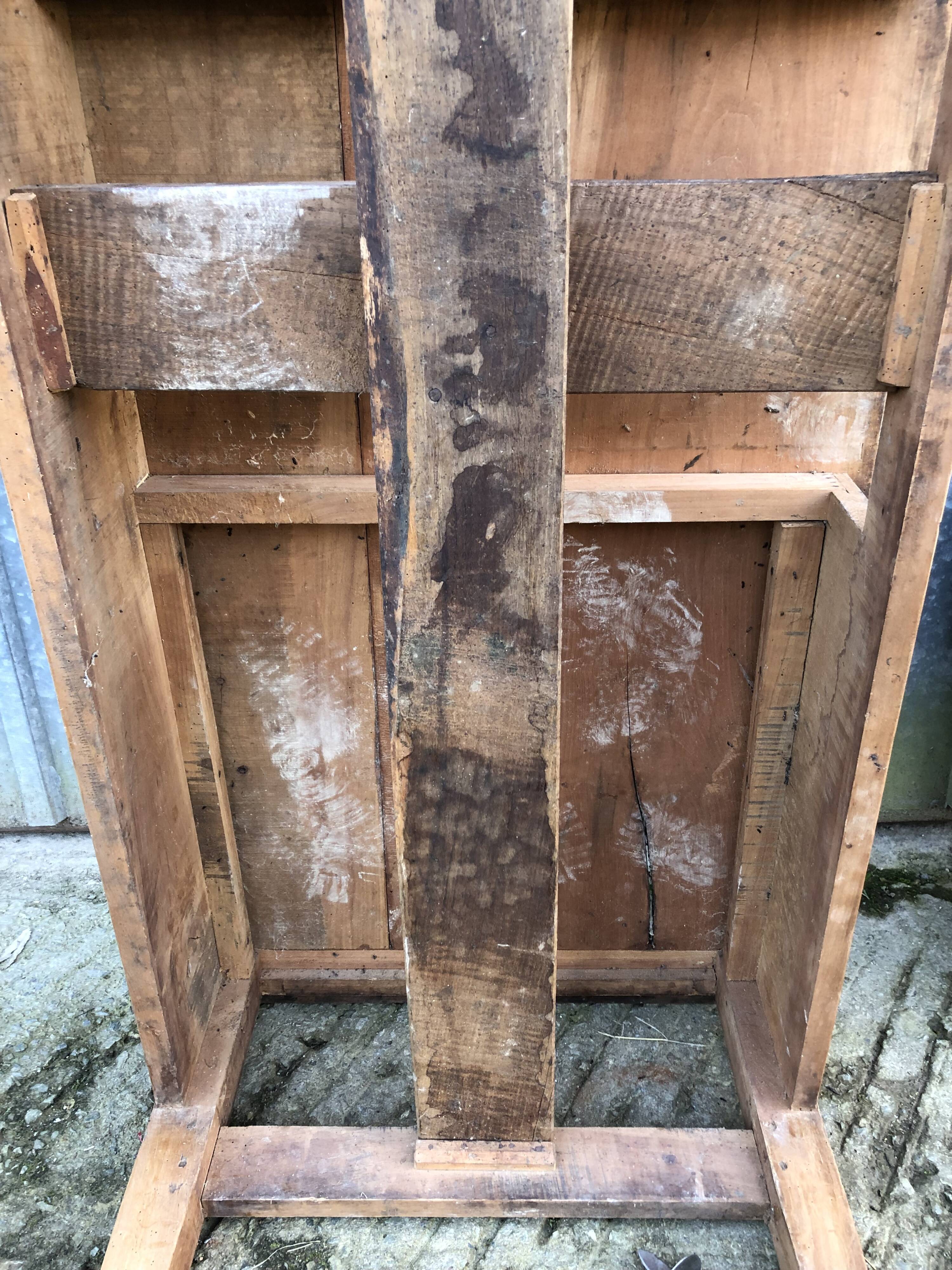 Antique solid cherry farmhouse table with 3 drawers and 1 pull out.