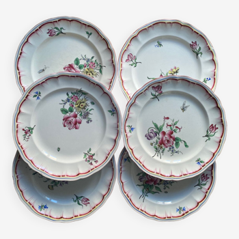 Luneville Keller Guertin - 6 floral pattern plates