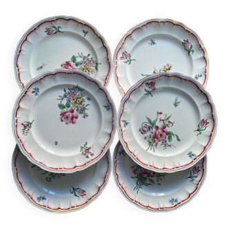 Luneville Keller Guertin - 6 assiettes motif fleuri