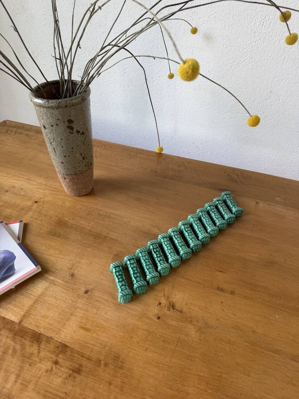 Vallauris green ceramic knife holder
