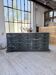 Patinated blue workshop furniture with XL drawers in oak and beech.