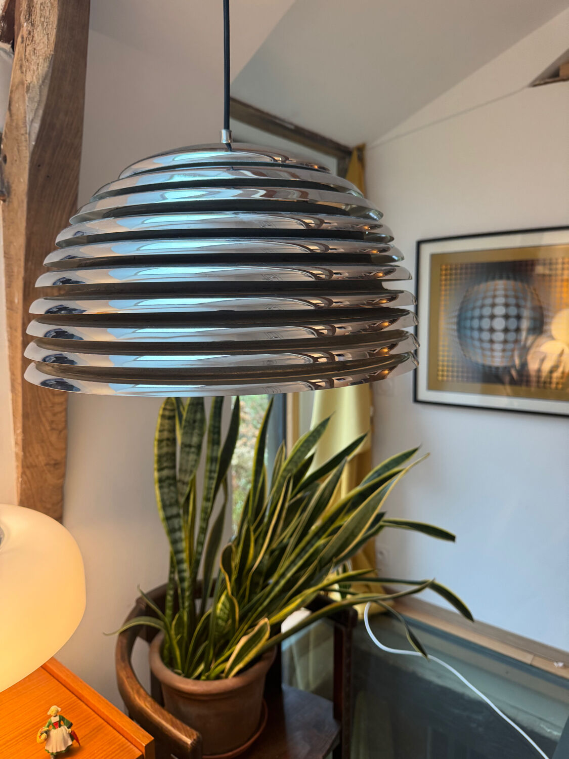 Kazuo Motozawa, Large Suspension "Saturn", Circa 1972, Metal Lamp