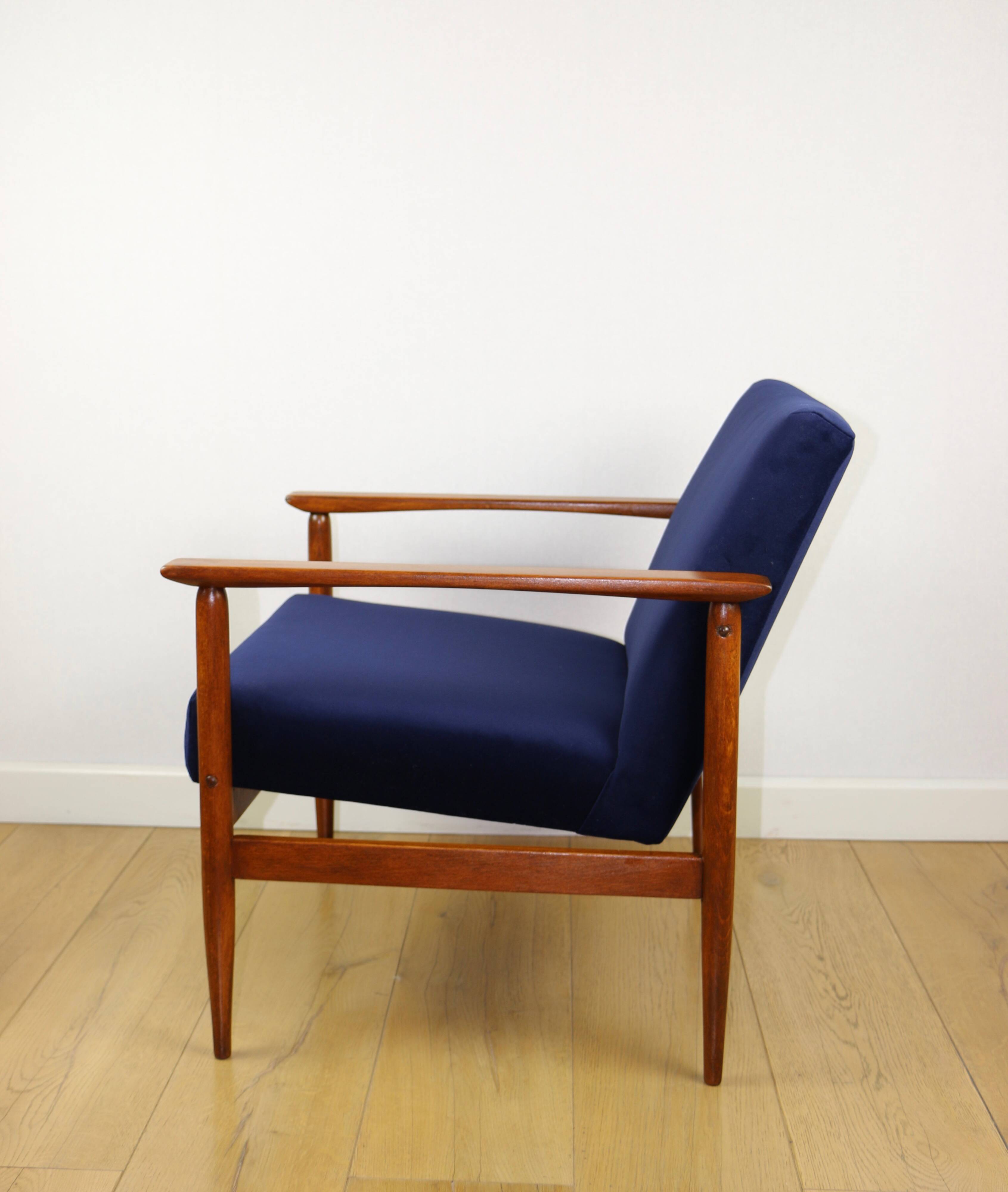 Vintage navy blue easy chair, 1970s