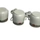 Set of three ribbed porcelain cream pots, 20th century.