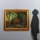 Old painting "Deer in the Woods" oil on canvas France 19th century
