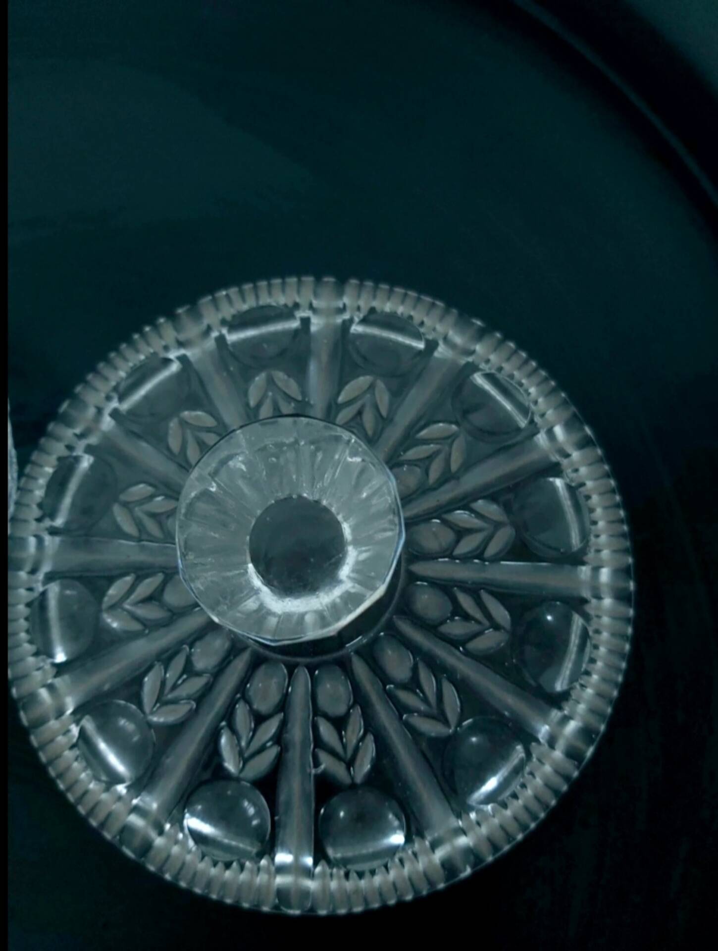 Cut Glass Bonbonnière / Geometric Floral Crystal Decor