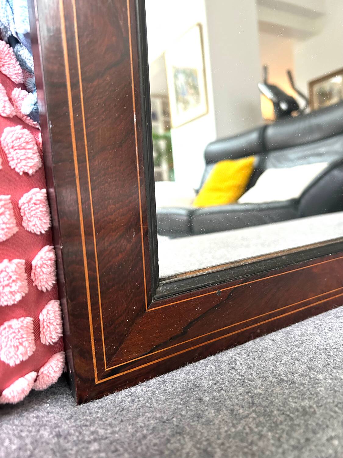 Art Deco rosewood and brass mirror