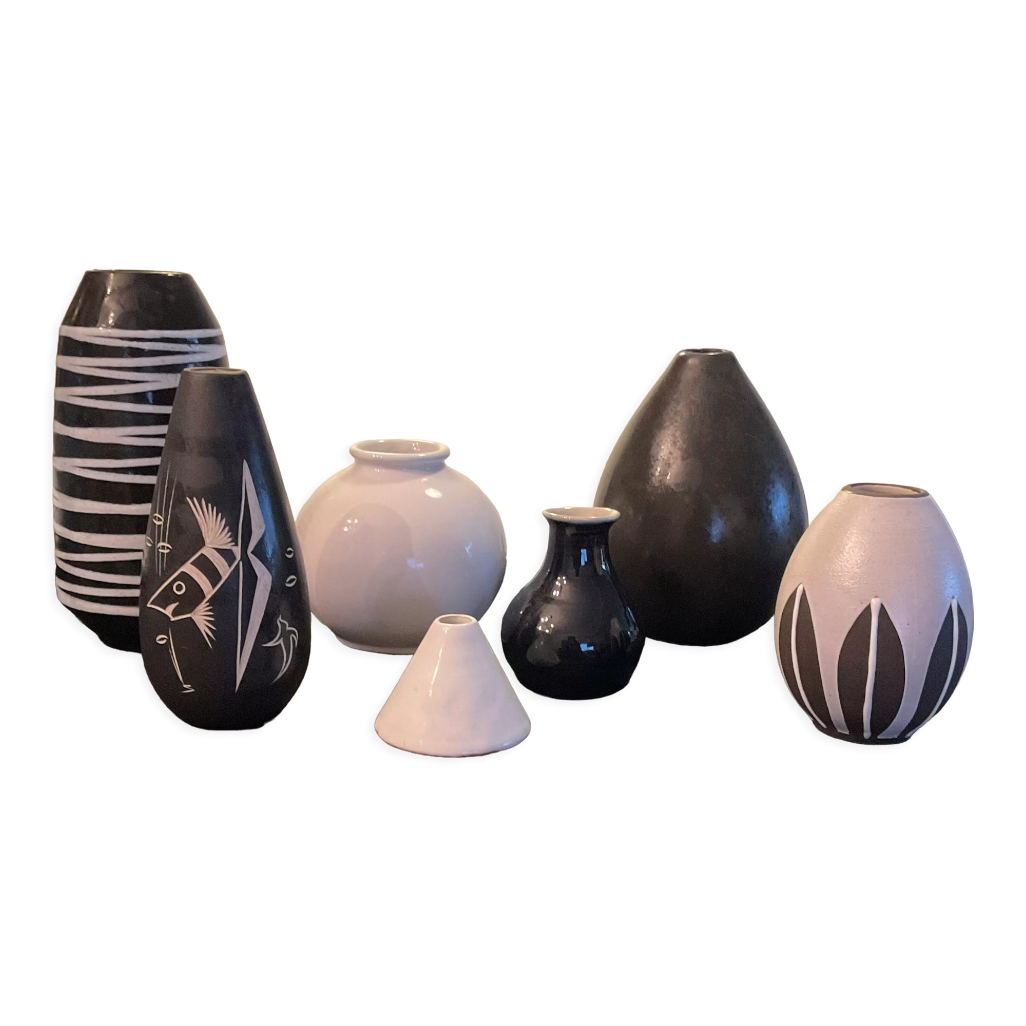 Series of 7 vintage ceramic vases 60s-70s