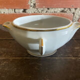 Double Sauce Boat Antique Gras & Maigre White Porcelain #D907