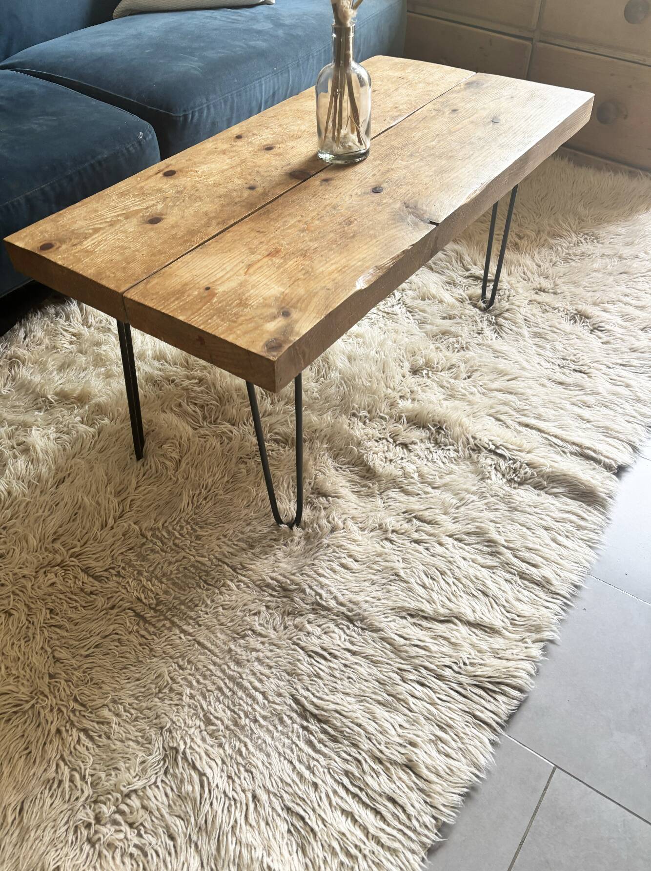 Large vintage carpet 100% pure wool Flokati with long pile from the 60s-70s.