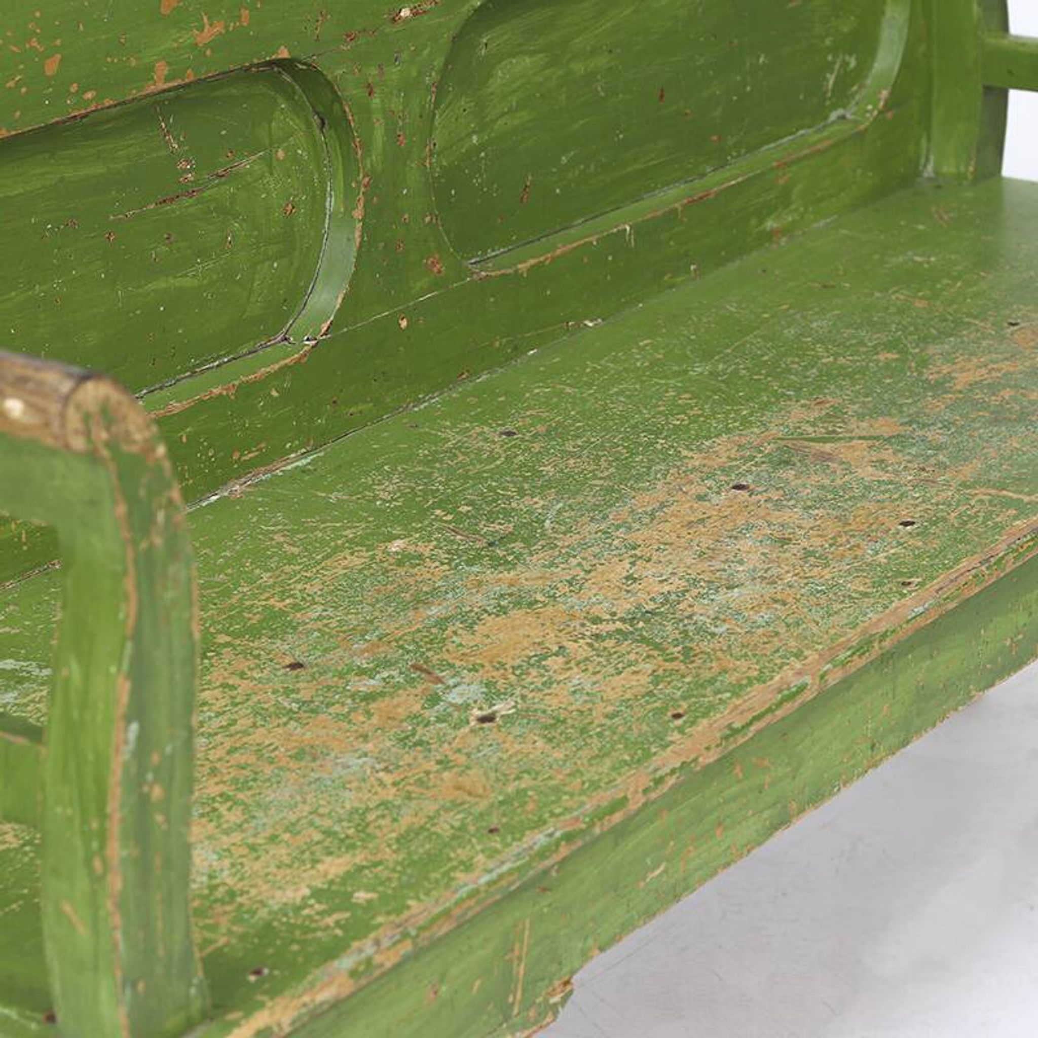 Painted Rustic Farmhouse Folk Art Wooden Bench